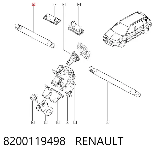 Amortiguador maletero 8200119498 Renault (RVI)