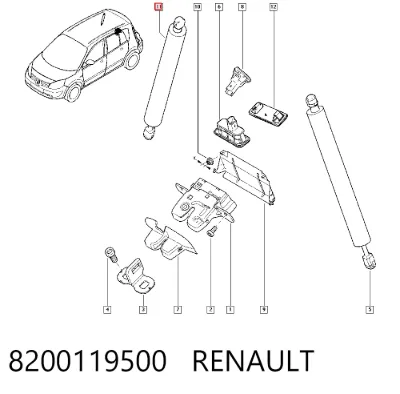 Amortiguador de la tapa del maletero RENAULT 8200119500