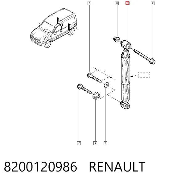 Amortiguador trasero 8200120986 Renault (RVI)