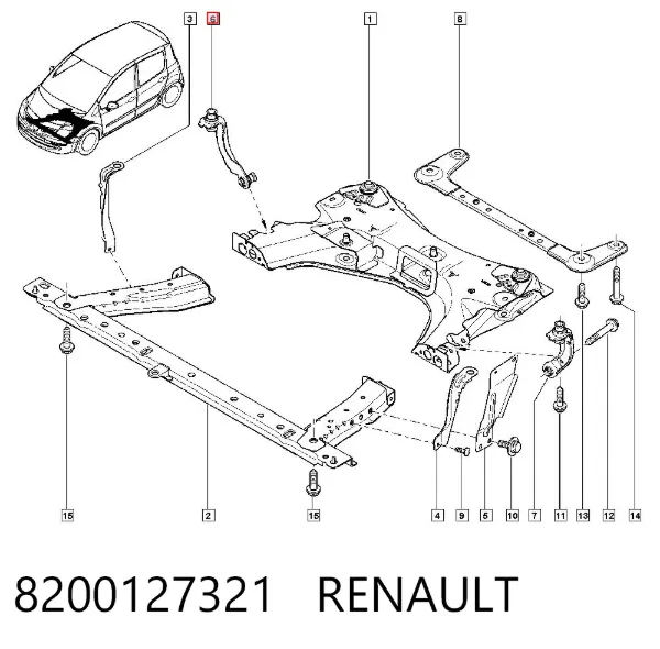 Soporte de viga delantera 8200127321 Renault (RVI)