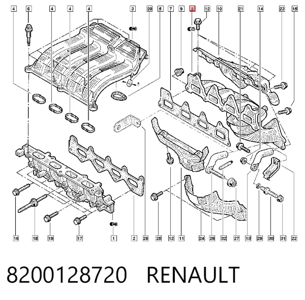 Colector de escape 8200128720 Renault (RVI)