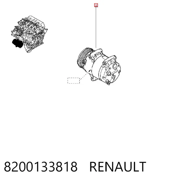Compresor de aire acondicionado 8200133818 Renault (RVI)