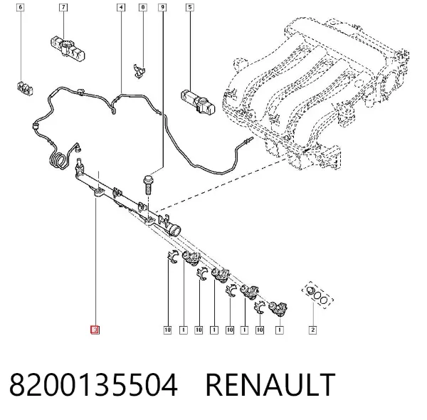 Rampa de combustible 8200135504 Renault (RVI)