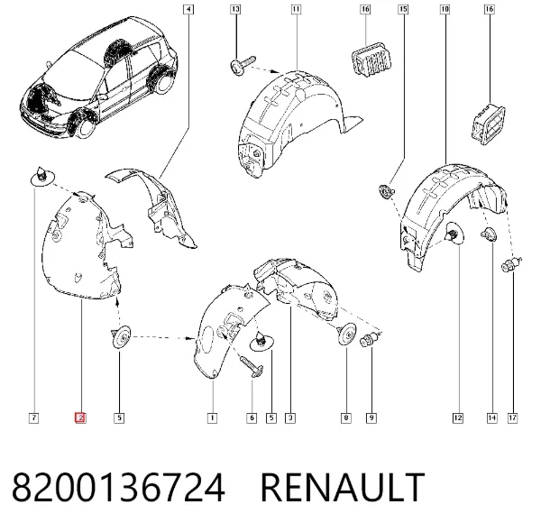 Guardalodos interior delantero derecho 8200136724 Renault (RVI)