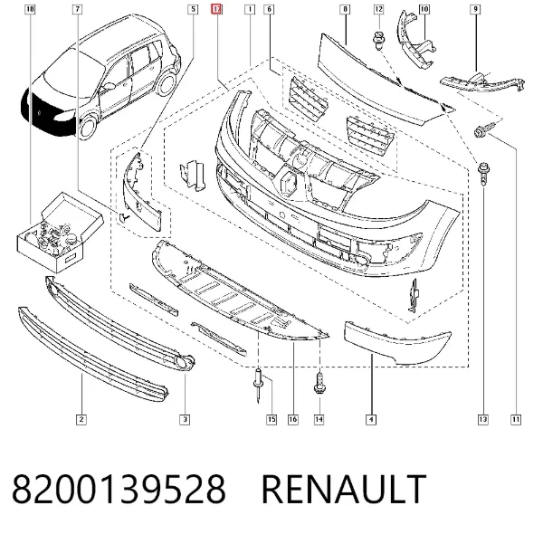 Paragolpes 8200139528 Renault (RVI)