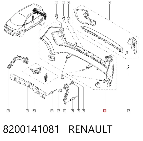Parachoques trasero 8200141081 Renault (RVI)