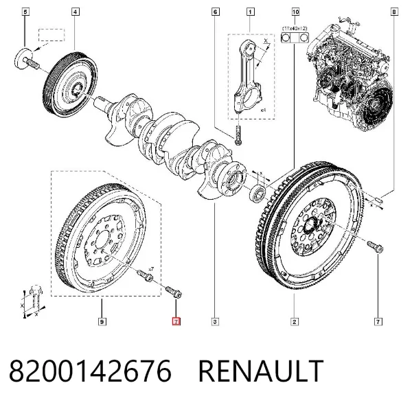 Perno de volante de inercia 8200142676 Renault (RVI)