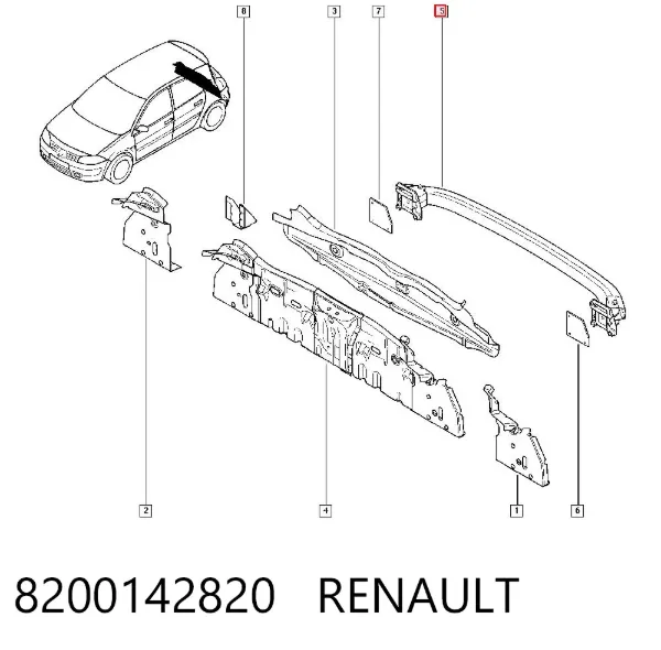 Refuerzo parachoques trasero 8200142820 Renault (RVI)