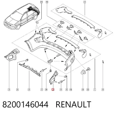 Soporte de parachoques trasero izquierdo RENAULT 8200146044