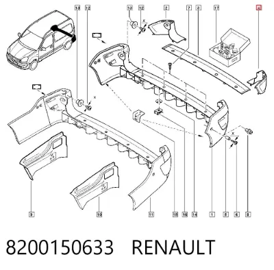 Moldura izquierda del parachoques trasero RENAULT 8200150633