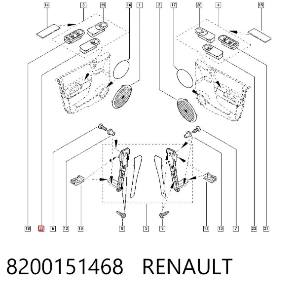 Interruptor de elevalunas delantera izquierda 8200151468 Renault (RVI)