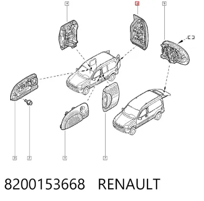 Manija exterior izquierda de puerta trasera de doble hoja RENAULT 8200153668