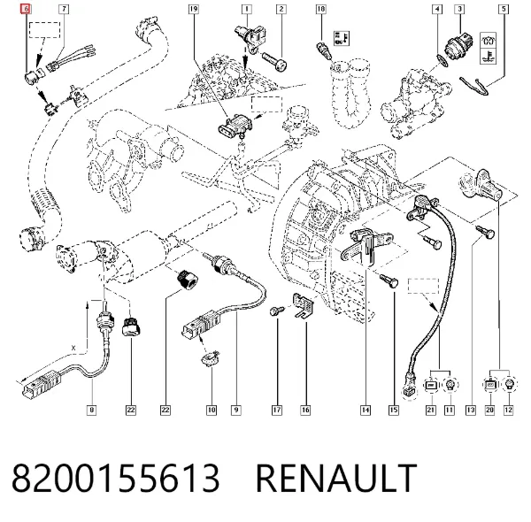 Sensor de presión del colector de admisión 8200155613 Renault (RVI)
