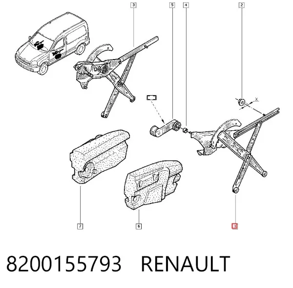 Mecanismo de elevalunas delantero izquierdo 8200155793 Renault (RVI)