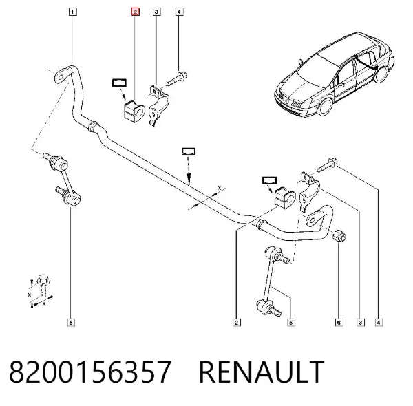 Buje de barra estabilizadora trasera 8200156357 Renault (RVI)