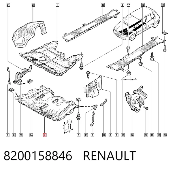 Protección delantera del motor 8200158846 Renault (RVI)