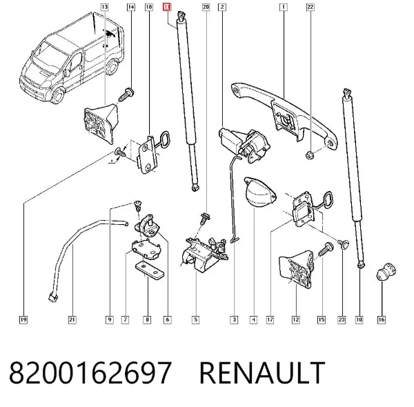 Amortiguador maletero 8200162697 Renault (RVI)