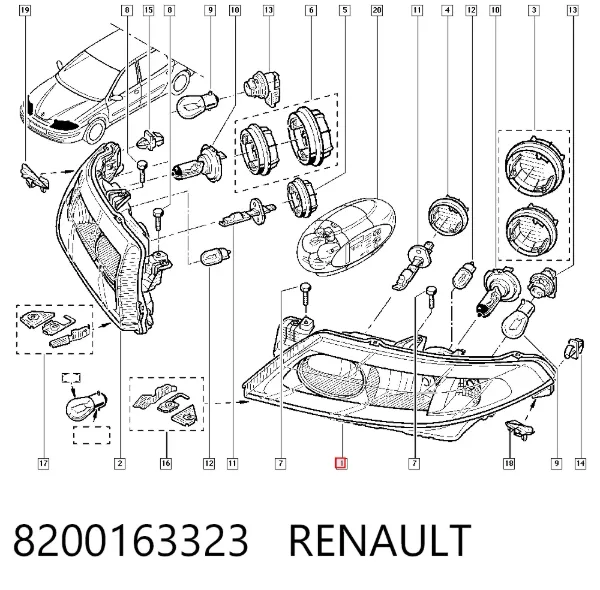 Faro izquierdo 8200163323 Renault (RVI)