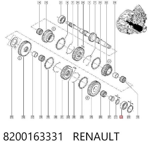 Rodamiento caja de cambios 8200163331 Renault (RVI)