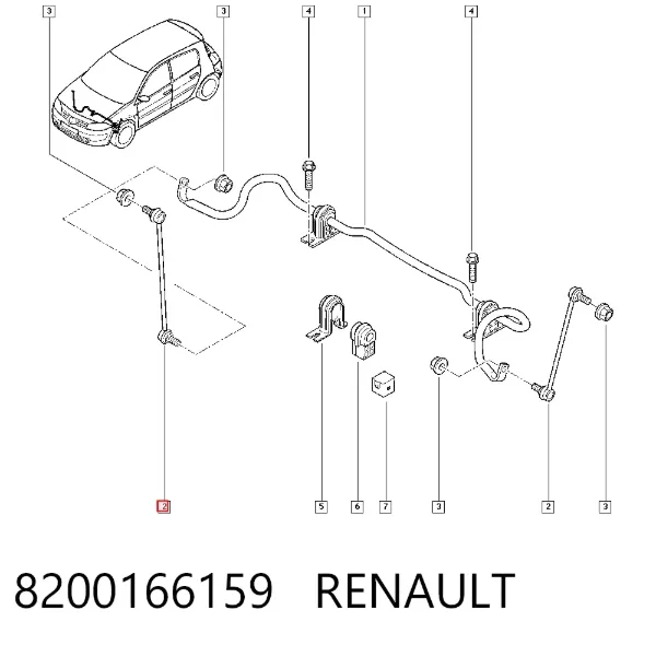 Bieleta estabilizadora delantera 8200166159 Renault (RVI)