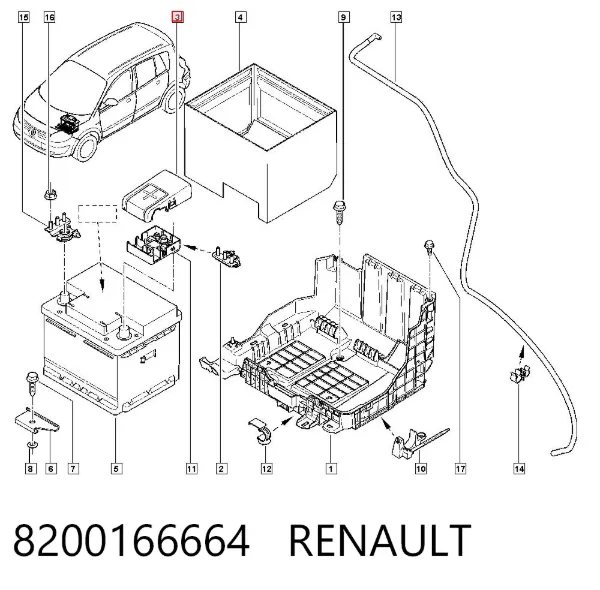 Tapa de terminal de batería 8200166664 Renault (RVI)