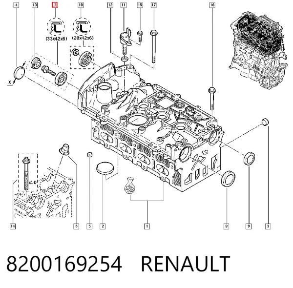 Retén, árbol de levas 8200169254 Renault (RVI)