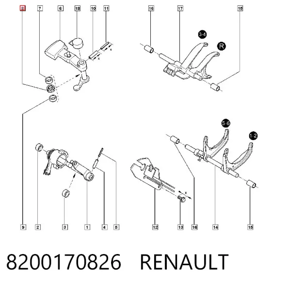 Casquillo palanca cambio 8200170826 Renault (RVI)
