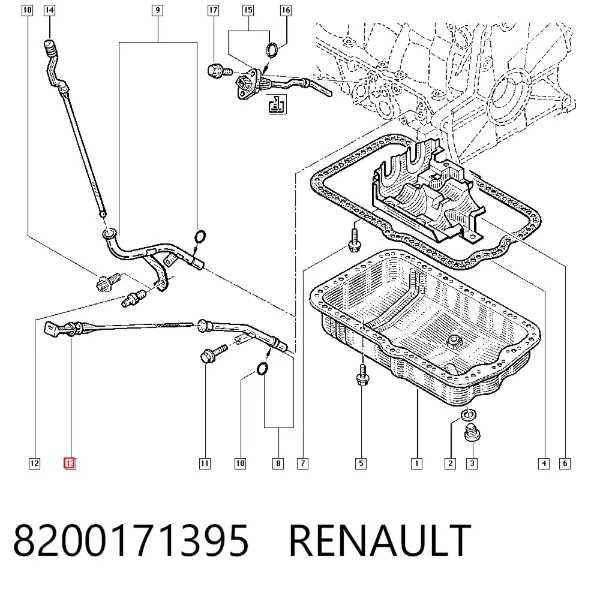 Varilla de aceite 8200171395 Renault (RVI)