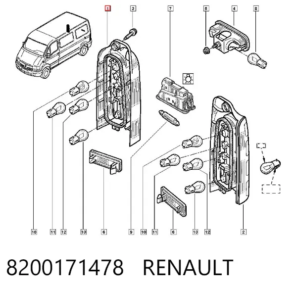 Piloto trasero derecho 8200171478 Renault (RVI)