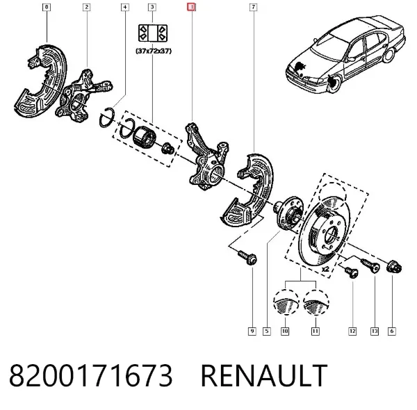 Mangueta delantera izquierda 8200171673 Renault (RVI)