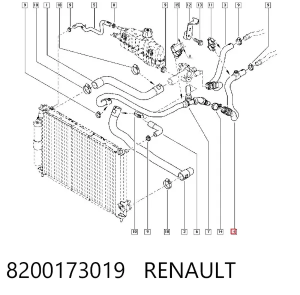 Manguera de calefacción, entrada 8200173019 Renault (RVI)