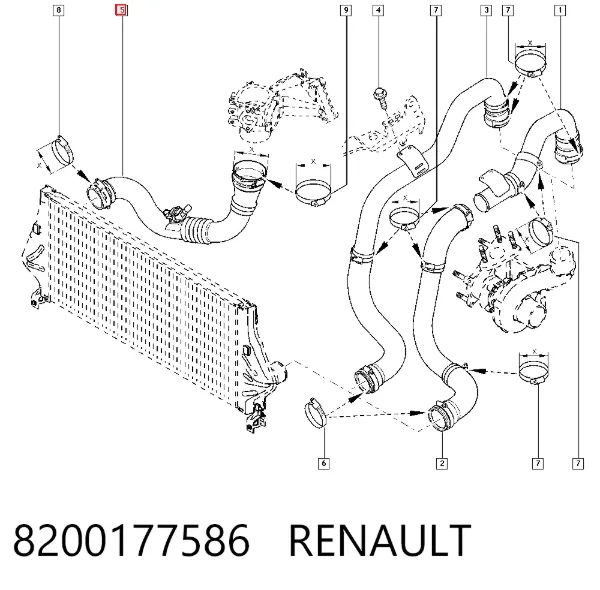 Tubo intercooler 8200177586 Renault (RVI)