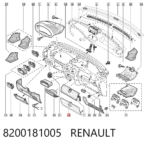 Tapa guantera Renault Kangoo I