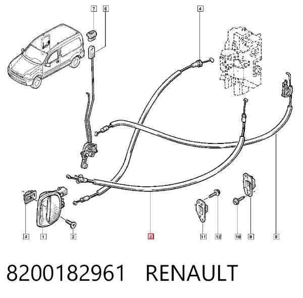 Cable de apertura de cerradura de puerta corrediza 8200182961 Renault (RVI)