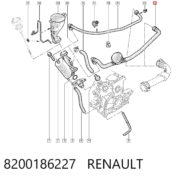 Tubo de ventilación del cárter 8200186227 Renault (RVI)