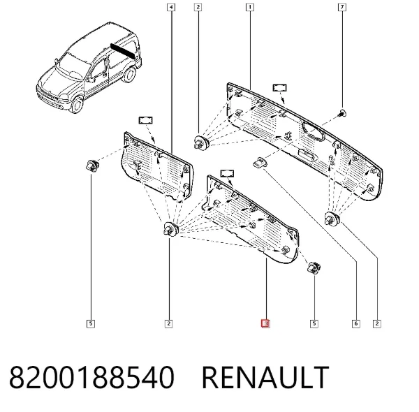 Moldura de puerta trasera izquierda 8200188540 Renault (RVI)