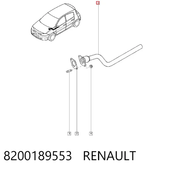 Tubo de admisión del silenciador de escape delantero 8200189553 Renault (RVI)