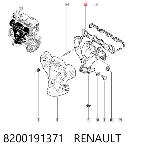 Junta colector escape 8200191371 Renault (RVI)