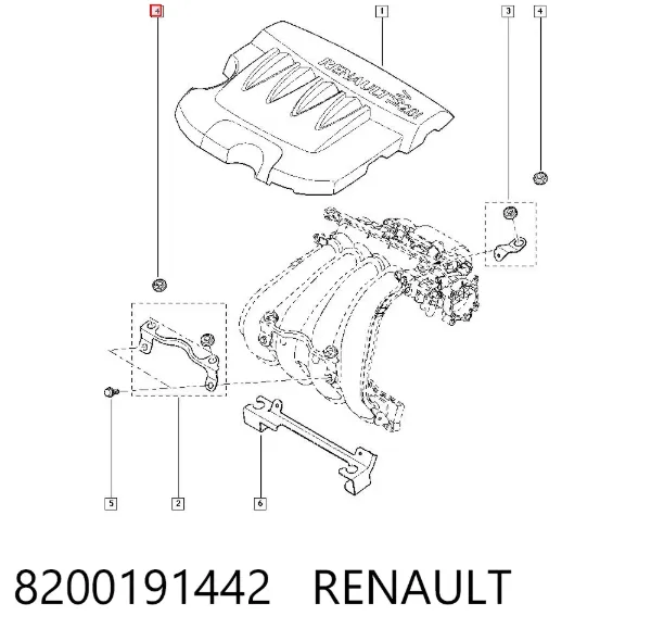 Cojín de la tapa decorativa del motor 8200191442 Renault (RVI)