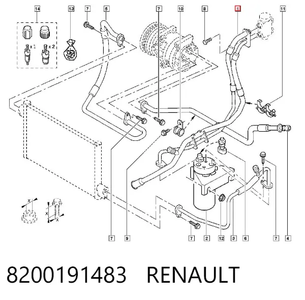 Manguera de aire acondicionado, del deshumidificador al evaporador 8200191483 Renault (RVI)