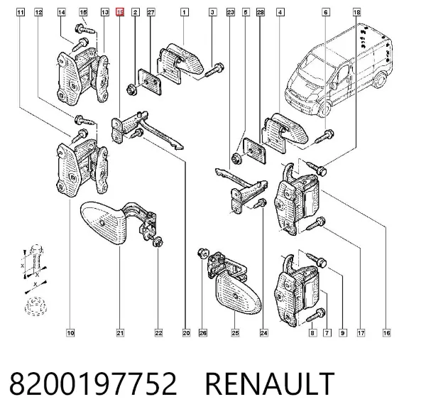 Limitador de apertura de puerta del maletero (furgoneta) 8200197752 Renault (RVI)