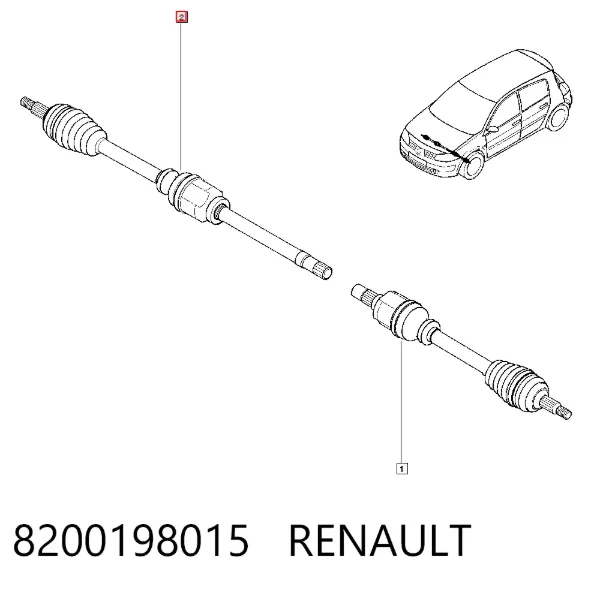 Semieje delantero derecho 8200198015 Renault (RVI)