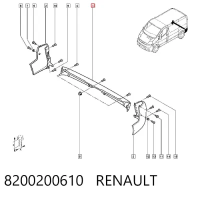 Parachoques trasero, parte central RENAULT 8200200610