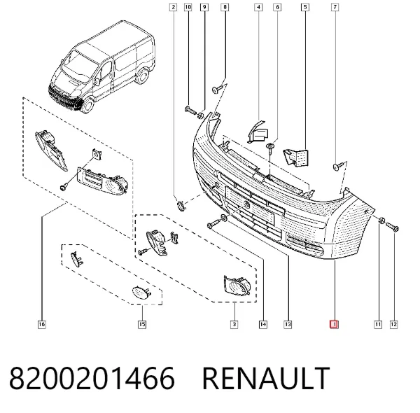 Paragolpes 8200201466 Renault (RVI)
