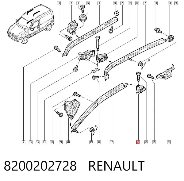 Rodillo inferior derecho de puerta corrediza 8200202728 Renault (RVI)