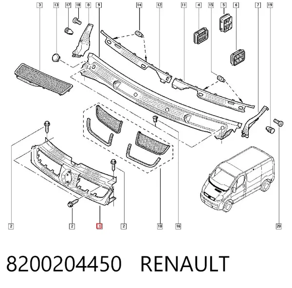 Parrilla 8200204450 Renault (RVI)