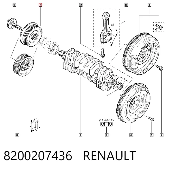 Polea de cigüeñal 8200207436 Renault (RVI)