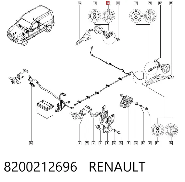 Sensor ABS trasero derecho 8200212696 Renault (RVI)