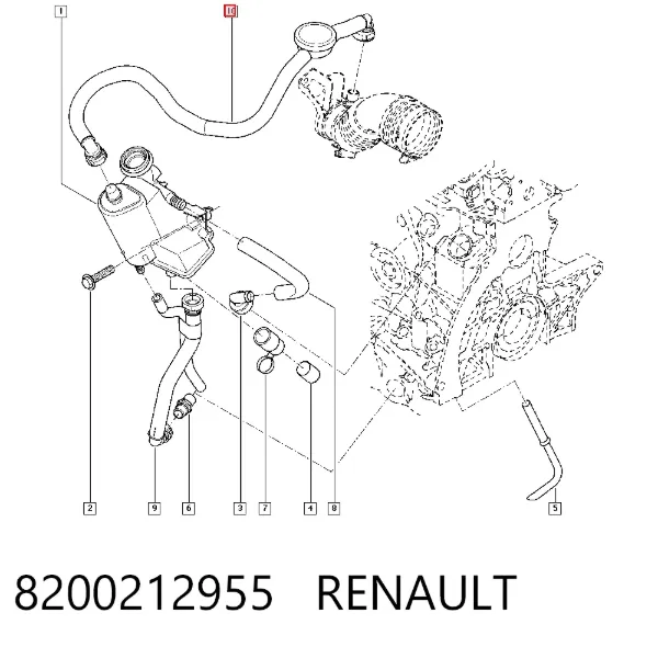 Tubo de ventilación del cárter 8200212955 Renault (RVI)