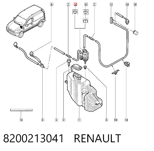 Bomba-motor de limpiaparabrisas delantero/trasero 8200213041 Renault (RVI)